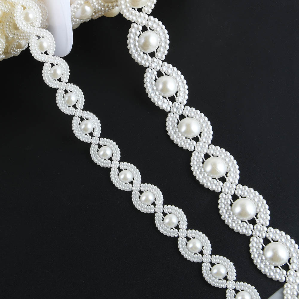 

70.9inch Length Abs Elegant Double Cotton Line Imitation Pearls Beads Chain Trim Garland For Wedding Christmas Party Cake Decoration