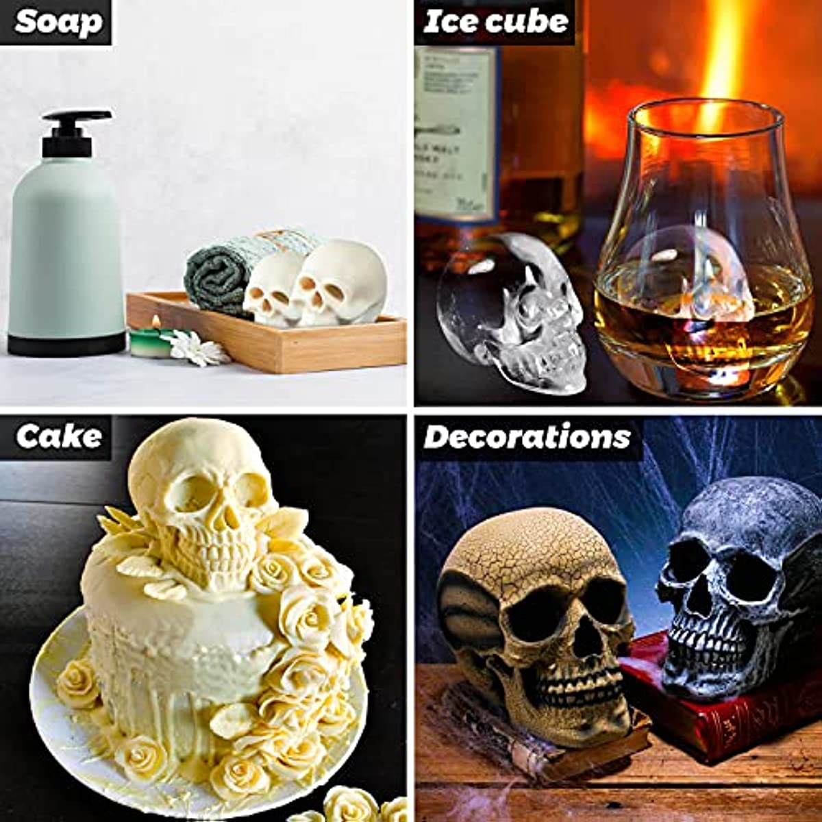 Skeleton Ice Tray Mold Resin Mold For Skull Decorative Cake - Temu