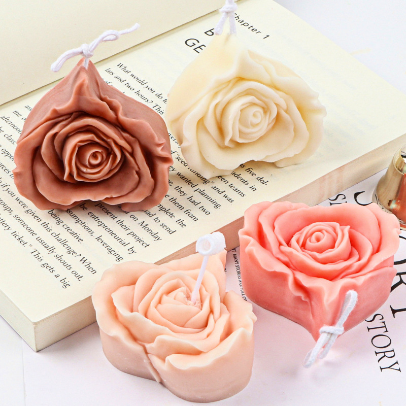 Valentine's Day Love Mousse Cake Candle Silicone Mold DIY Chocolate Rose  Flower Decoration Handmade Soap Aromatherapy Mould