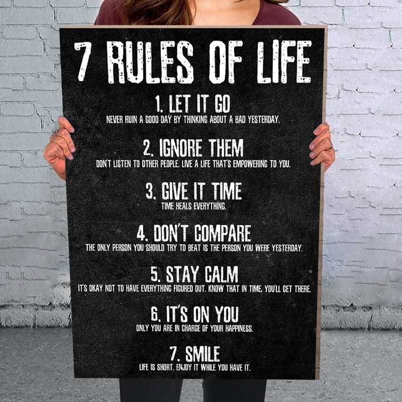 Rules Of Life Framed Canvas Painting Wall Art Prints For Living Room