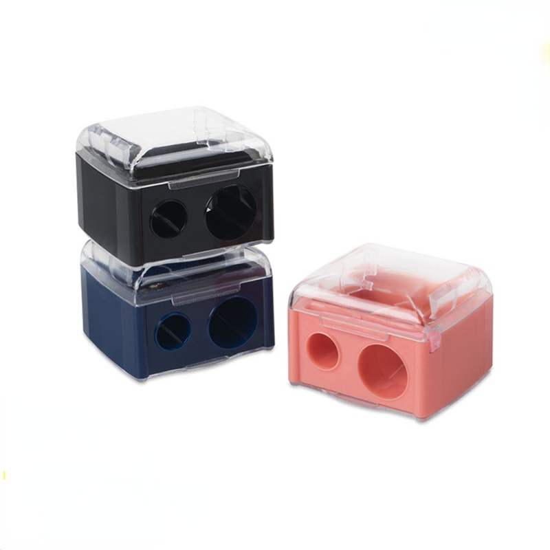 

Double Barrel Cosmetic Pencil Sharpener With Cover, Essential For Small And Large Lip Liner, Eyeliner, Brow Pencils