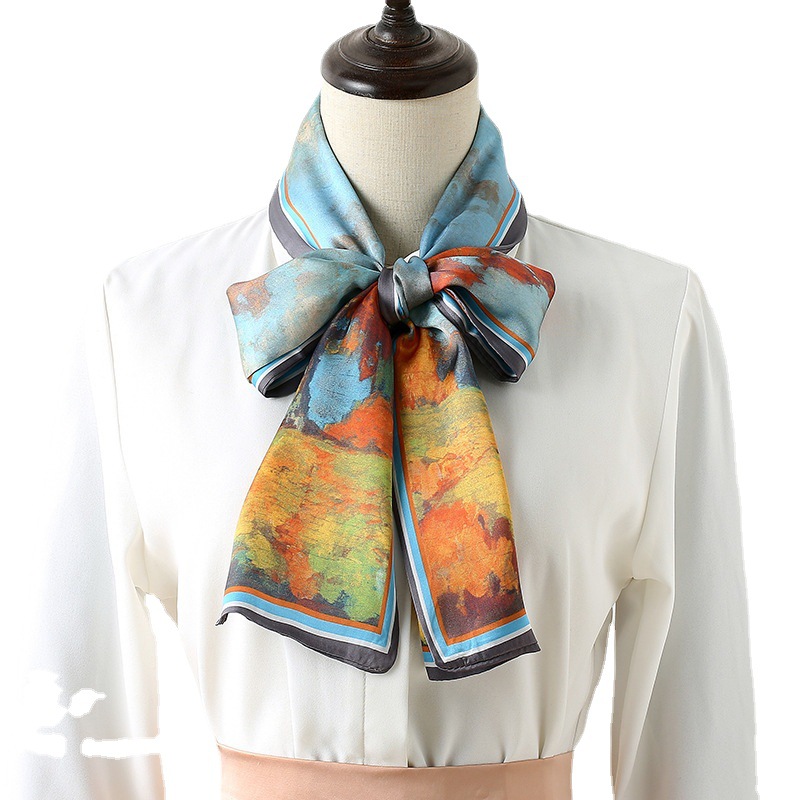 Hot Sale 2023 Women Silk Scarf High Quality Brand Women Twilly Scarf  Headband Neck Scarf