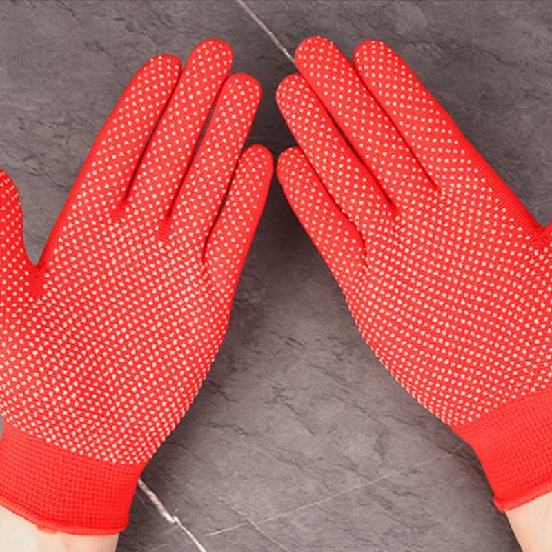 1Pair Red Working Glove For Women And Men Slip-proof Oil-resistant