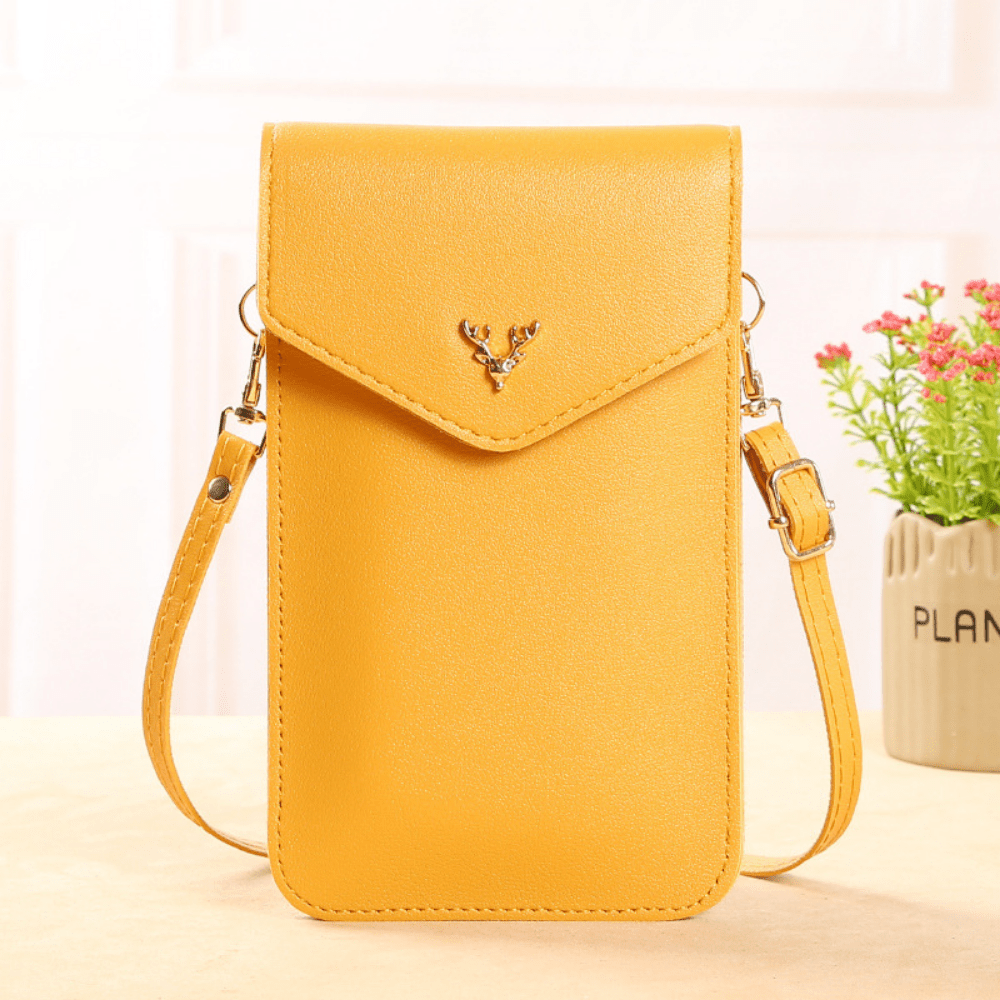 7 Inch Leather Crossbody Bag in Yellow