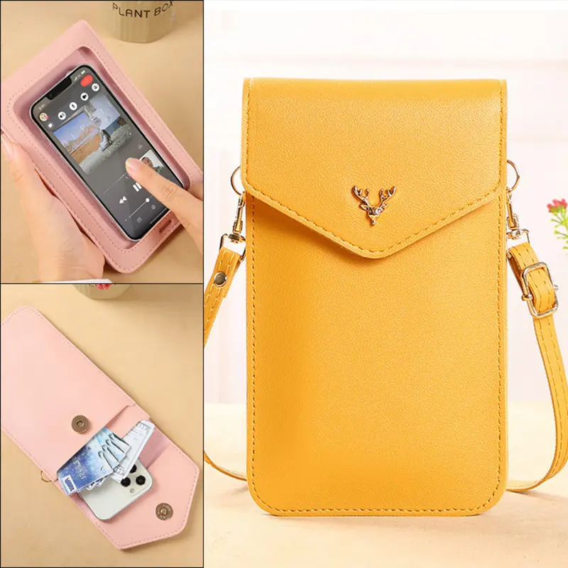Touch Screen Cell Phone Bag, Mini PU Leather Crossbody Bag, Women's Flap Coin Purse (7.8*4.3*0.8) Inch,$5.99,Solid color,Green,Temu