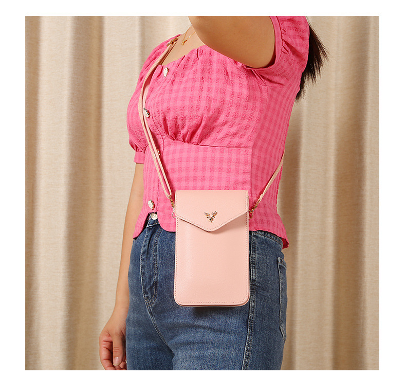 Bolsa cruzada para teléfono celular para mujer, bolsa de viaje, bolso  cruzado para el hombro, cartera para tarjetas, monedero de vaca rosa