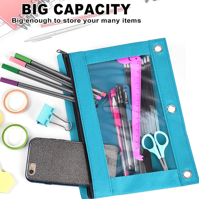 Binder Pouches,Deep Pink Pencil Pouch for 3 Ring Binder 2 Pack