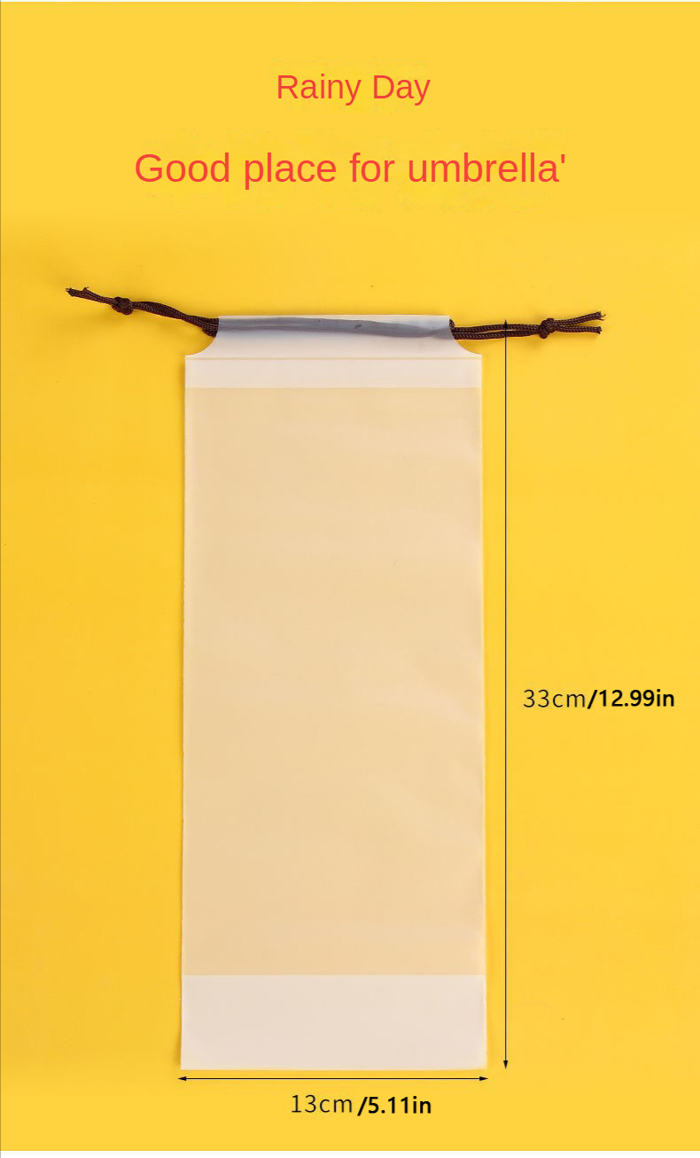 1pc Umbrella Storage Bag with Drawstring Closure, Semi-Transparent Durable Plastic Travel Organizer for Car & Outdoor Use, 12.98x32.99 cm White, Travel Storage Solution | Cylindrical Storage Bag | Secure Storage