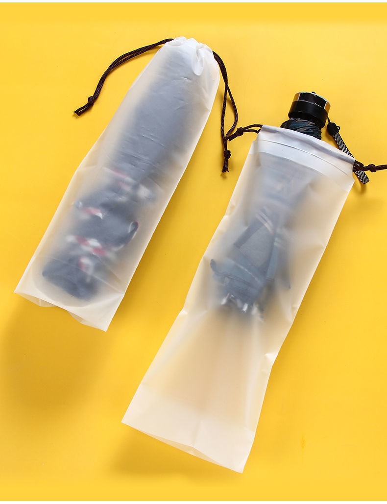 1pc Umbrella Storage Bag with Drawstring Closure, Semi-Transparent Durable Plastic Travel Organizer for Car & Outdoor Use, 12.98x32.99 cm White, Travel Storage Solution | Cylindrical Storage Bag | Secure Storage
