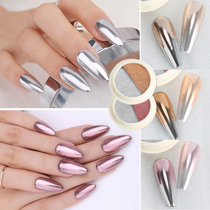 24 PCS Purple Rose Gold Silver Chrome Nail And Art Varnish