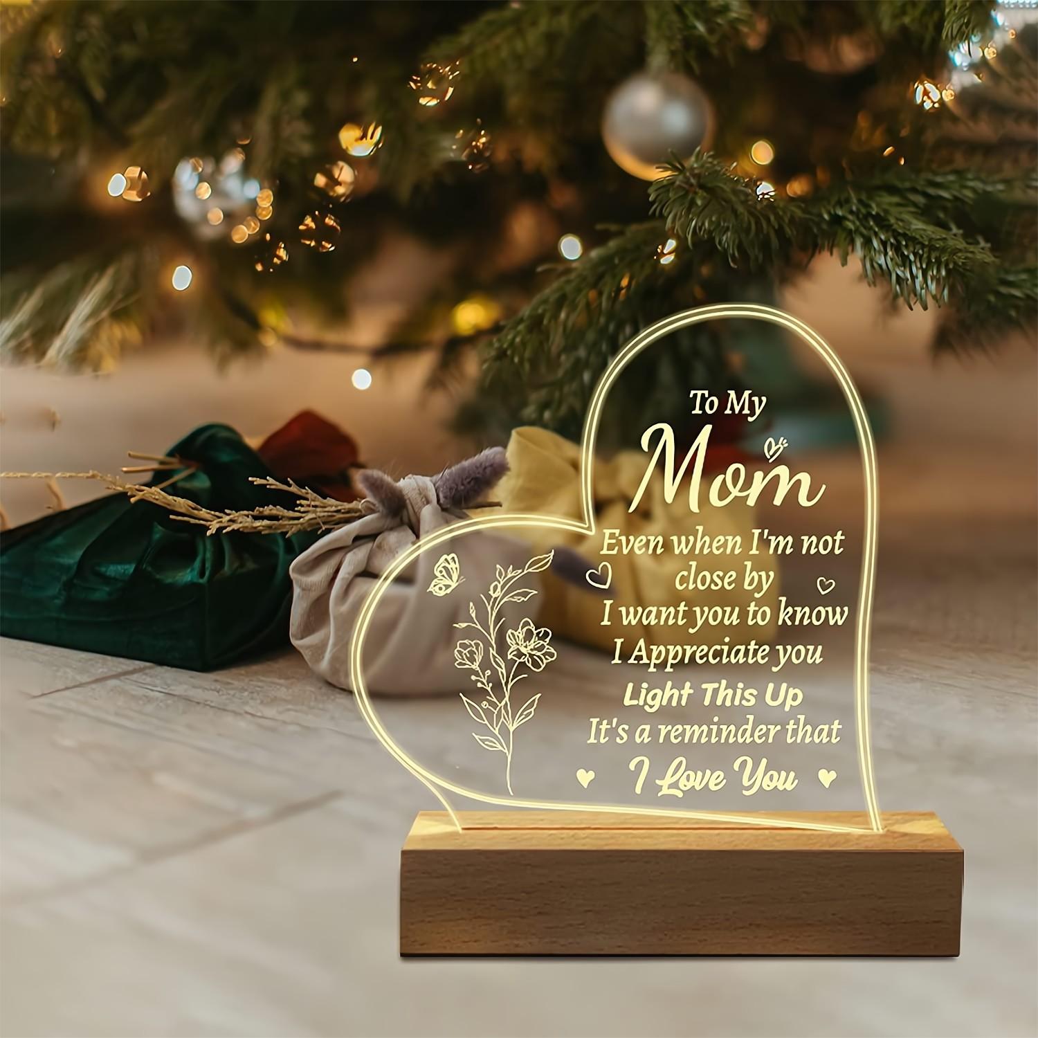 Christmas Gifts for Mom from Daughter Engraved Night Light, Mom Christmas  Birthday Gifts, Mom Gifts from Daughters 7.2 Inch Acrylic Night Lamps 