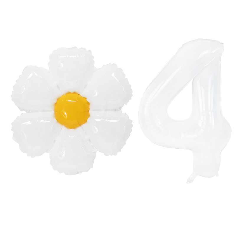 Aluminum Film Balloon White Number Small Daisy Decorative - Temu