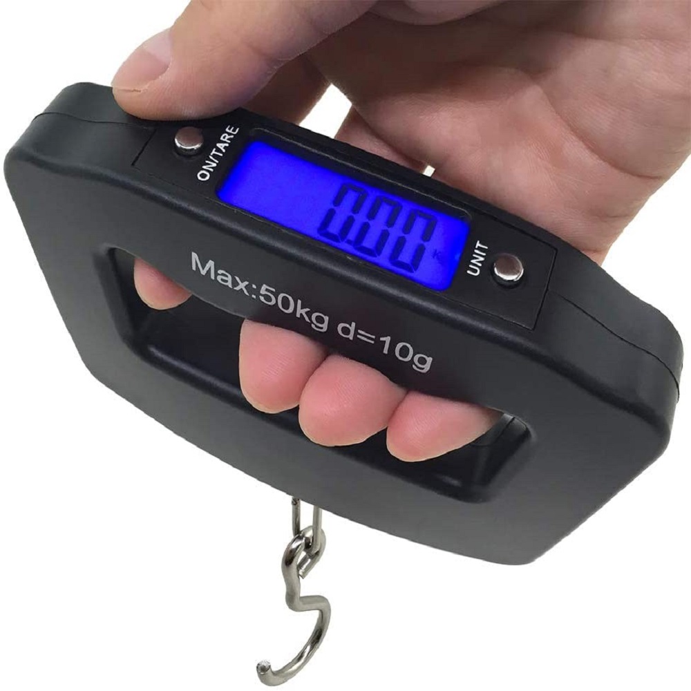 22kg/50lb Portable Luggage Hanging Scale Fish Weighing Hook Scale with  Measuring Tape
