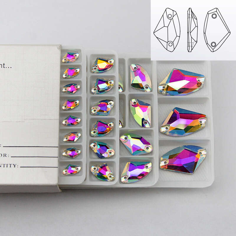 Sew On Rhinestones Crystal AB Glass Beads Flatback White Stones