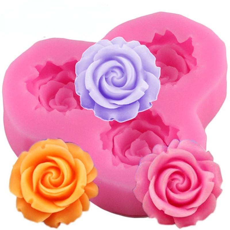 FYCONE 3D Silicone Rose Shape Ice Cube Mold, Reusable Ice Jelly