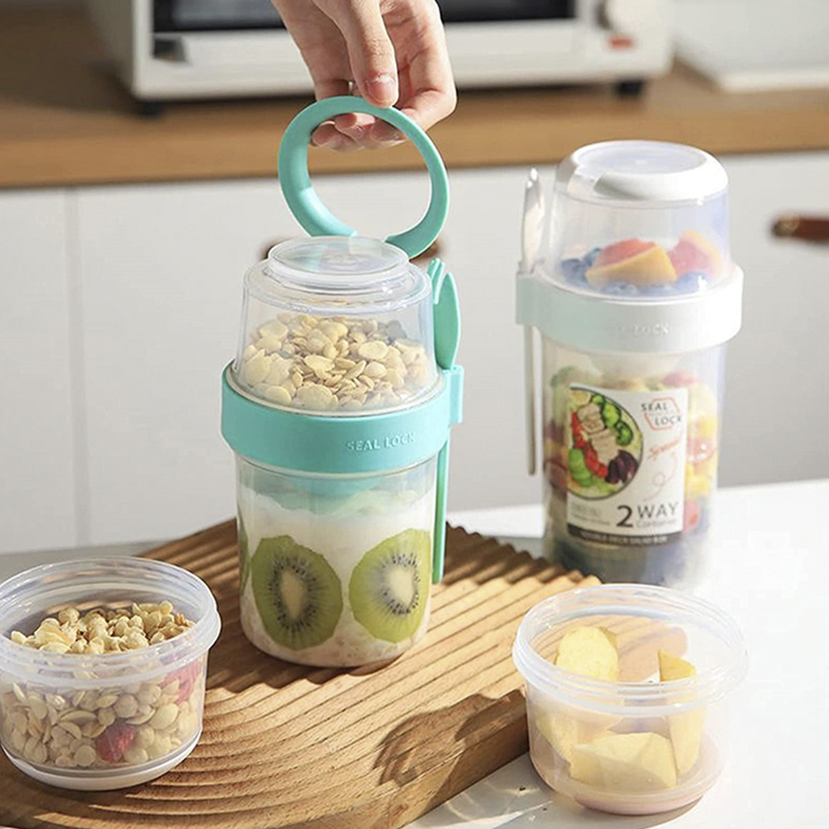 Portable Salad Cup with Fork and Lid Convenient Breakfast Shaker