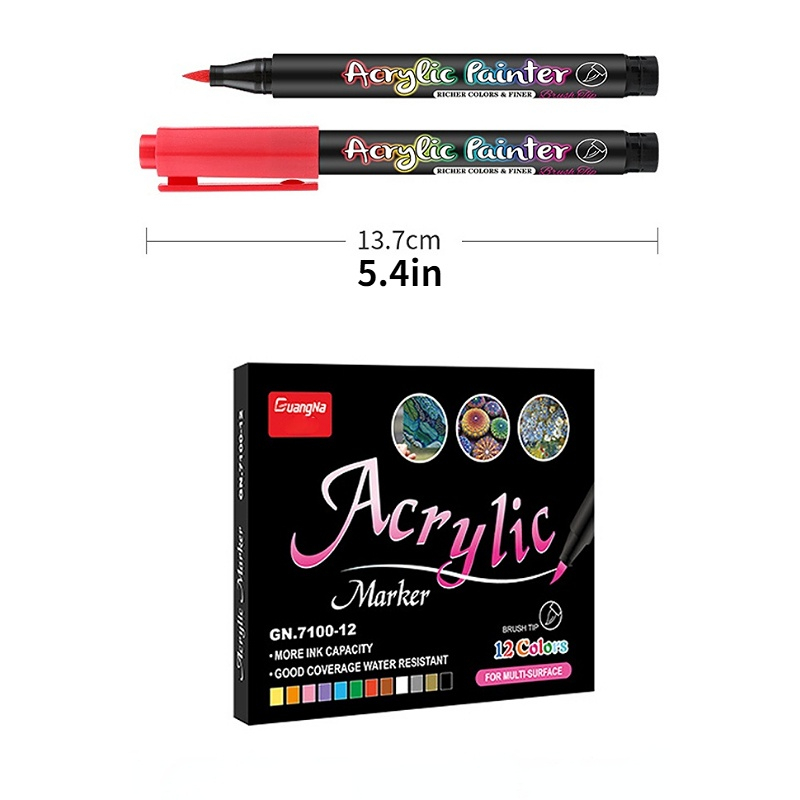8/12/24/36 Colors Acrylic Pen Acrylic Paint Brush Marker Pens for Fabric  Canvas Art Rock Painting Stone Card Making Metal Cerami