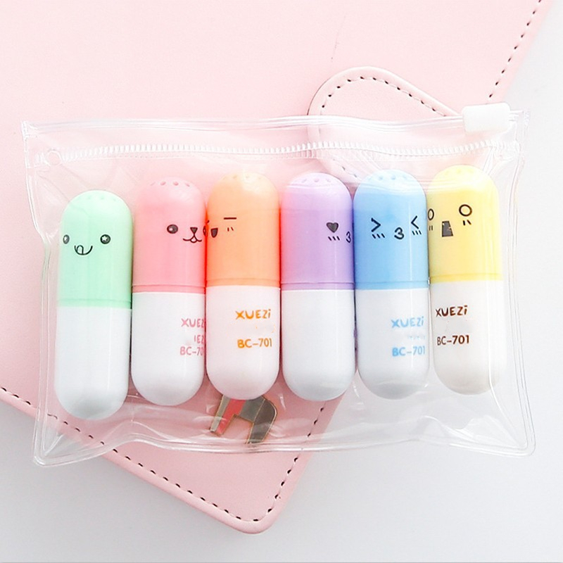 12 Colored Capsule Highlighters, Mini Markers - Temu