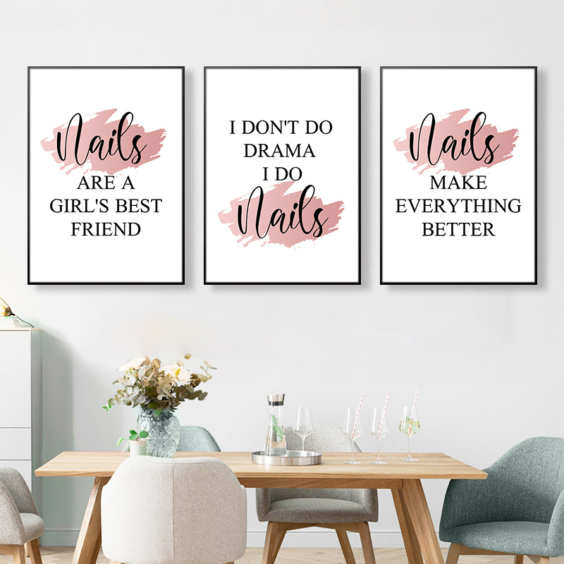 Set Of 3 Canvas Prints Hello Gorgeous Eye Lashes Quote Poster Wall Art  Painting For Teenage Girl Room Decor With Inner Frame 