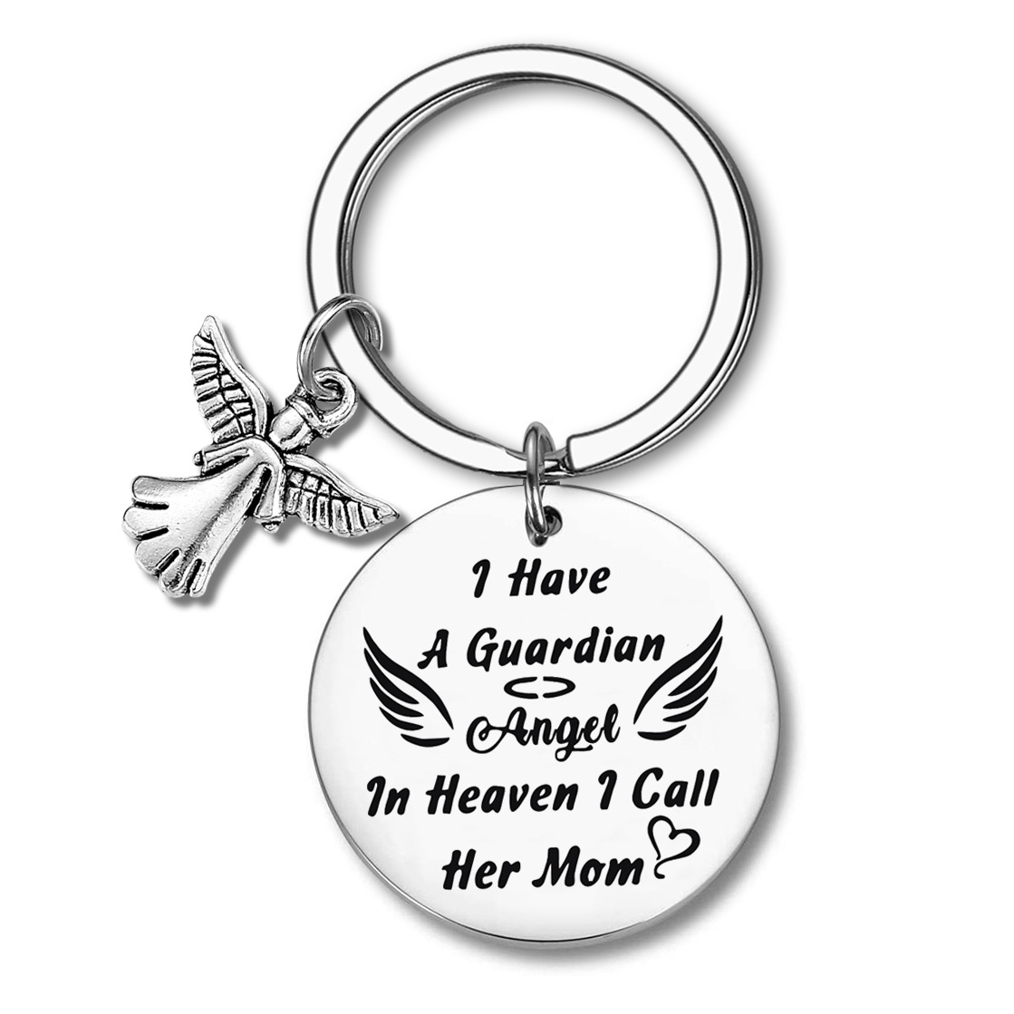 1pc J'ai un ange gardien au paradis, je l'appelle maman Porte-clés  commémoratif pour maman