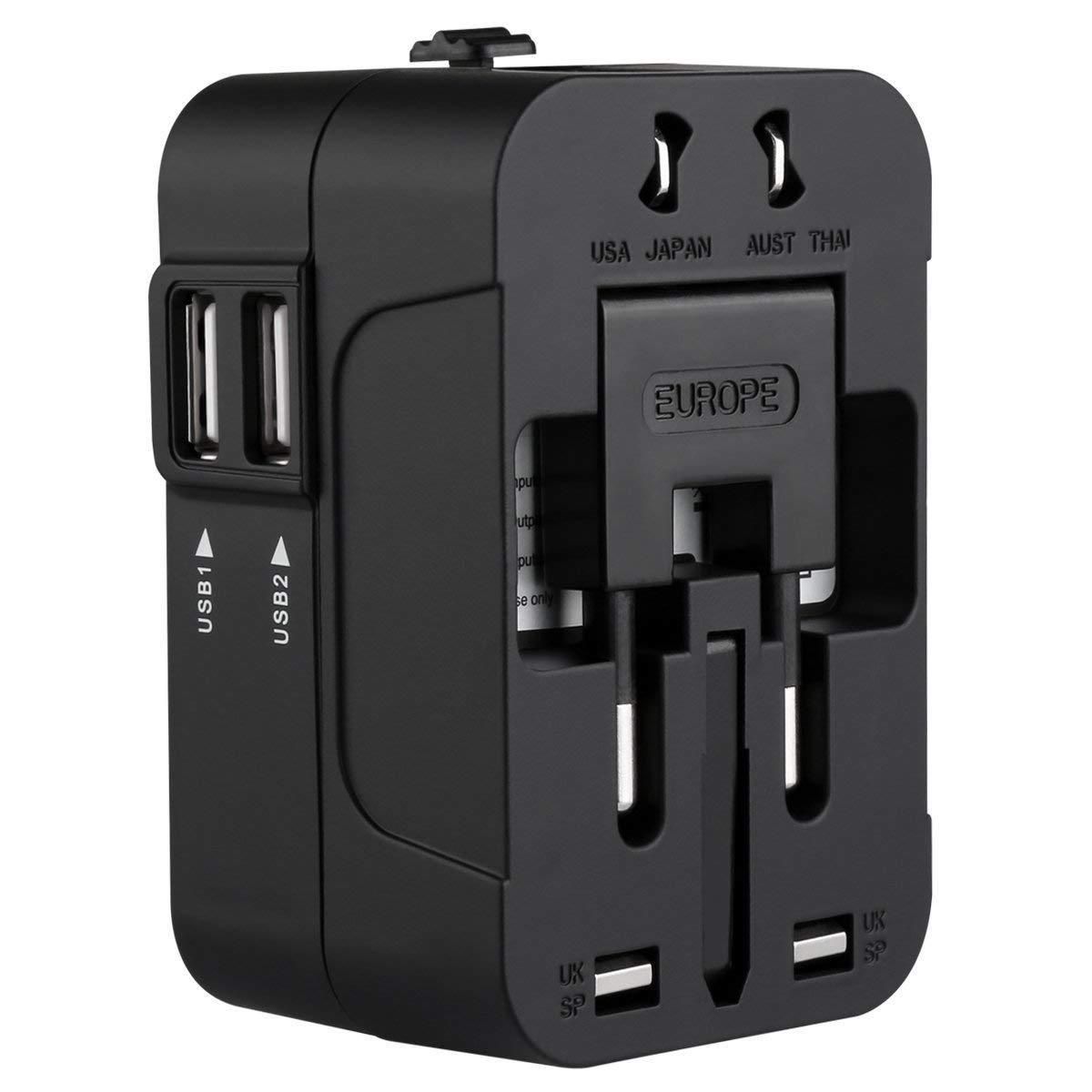 Universal Travel Plug Adapter 2 Usb Port World Travel Ac - Temu