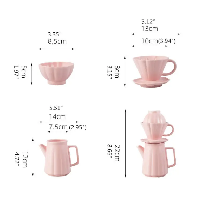 1 set pour over coffee maker premium ceramic dripper decanter home filter coffee maker hand brewer manual slow brewing accessory details 2