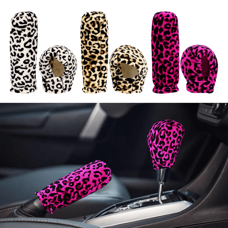 Car Gear Shift Knob Collars Handbrake Grips Cover Protector Anti Slip Kit  Plush Leopard Decoration Interior Auto Accessories, High-quality &  Affordable