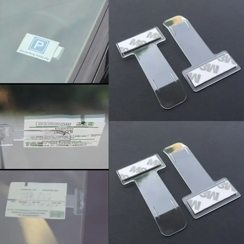 Transparent Car Vehicle Parking Ticket Receipt Permit Auto Fastener Card  Bill Holder Clip Windshield Stickers Car Accessories