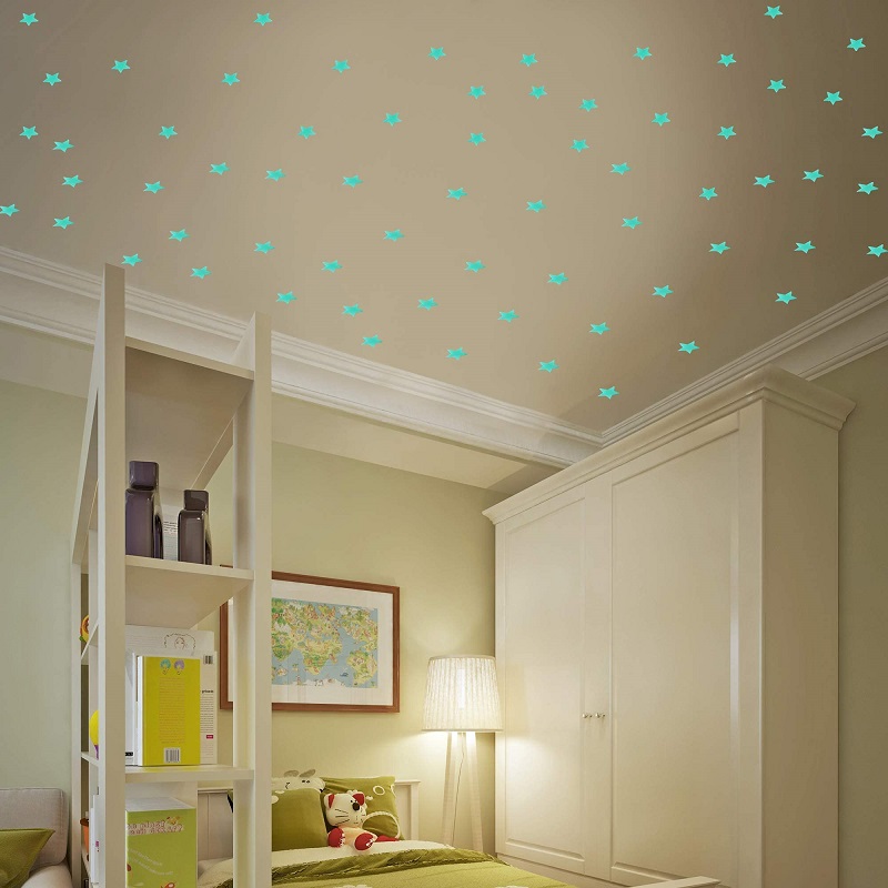50 Uds. De estrellas luminosas 3D que brillan en la oscuridad, pegatinas de  pared para niños, habitaciones de bebés, techo de dormitorio, decoración  del hogar, pegatinas de estrellas fluorescentes – Los mejores