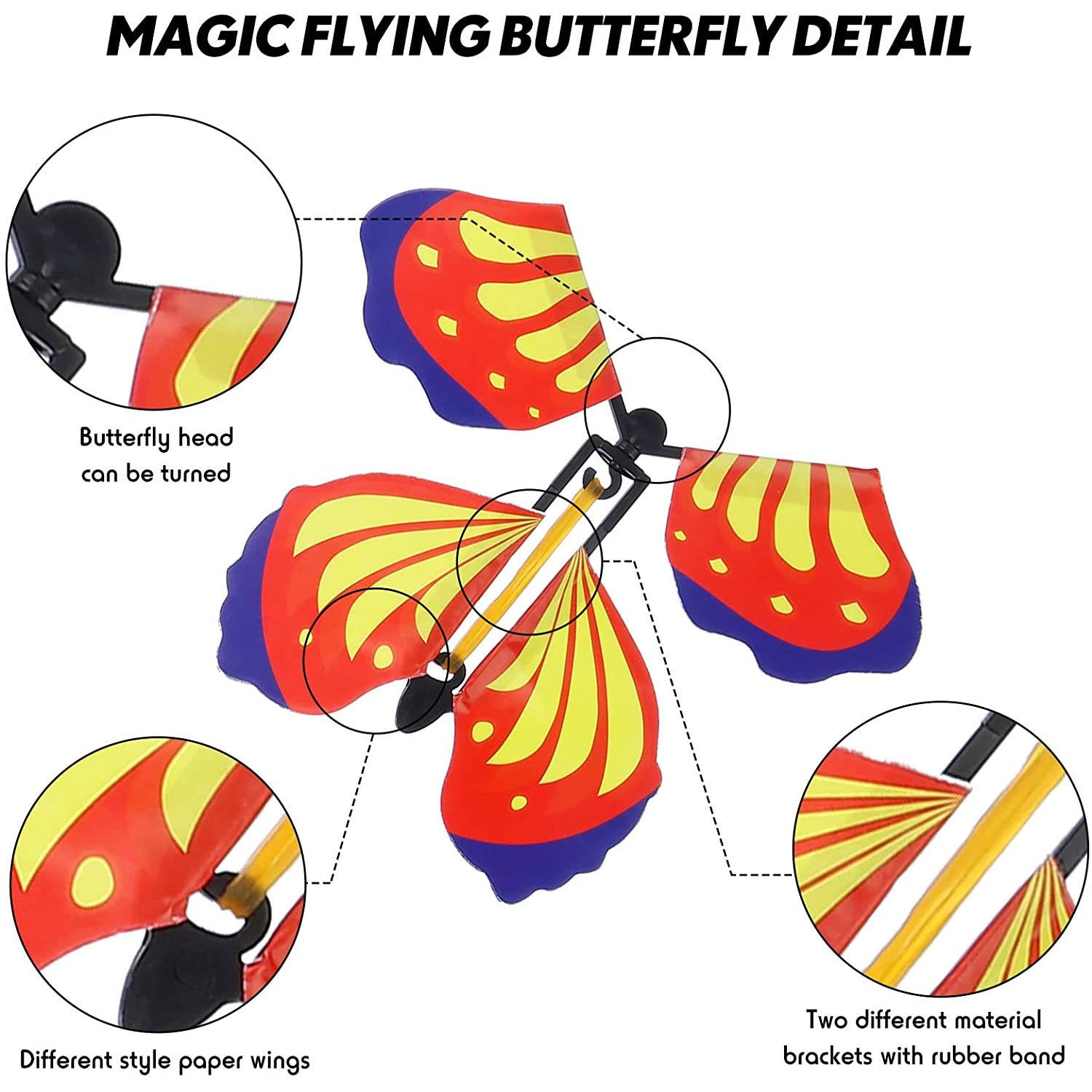 20 Pcs Magic Wind Up Flying Butterfly Surprise Box, Explosion Box in The Book Rubber Band Powered Magic Fairy Flying Toy, Easter Basket Stuffers Gifts