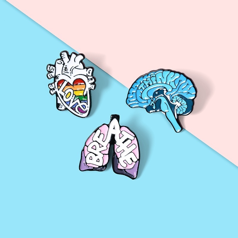 Anatomical Heart Medical Anatomy Brooch Heart Neurology Enamel Pins Badge