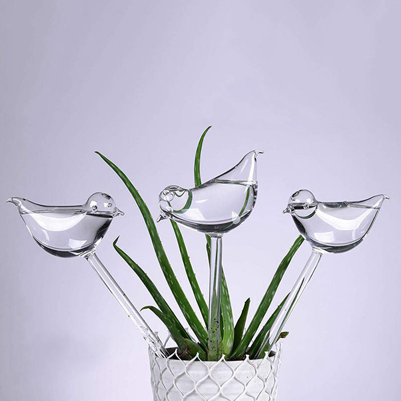 

1pc Automatic Flower Watering Device Plant Waterer Self Watering Globes Bird Shape Hand Blown Clear Plastic Aqua Bulbs