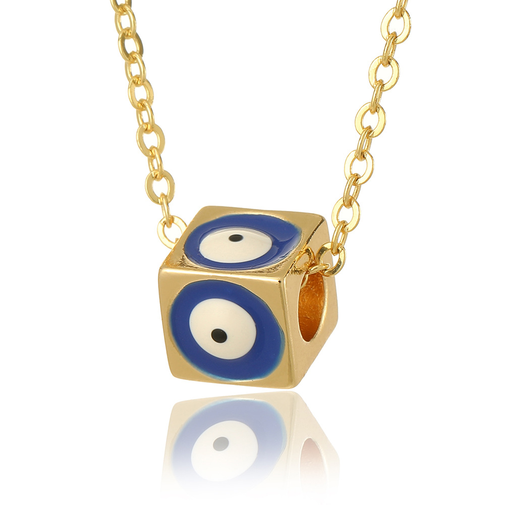 womens square dice evils eye pendant necklace hip hop style Temu