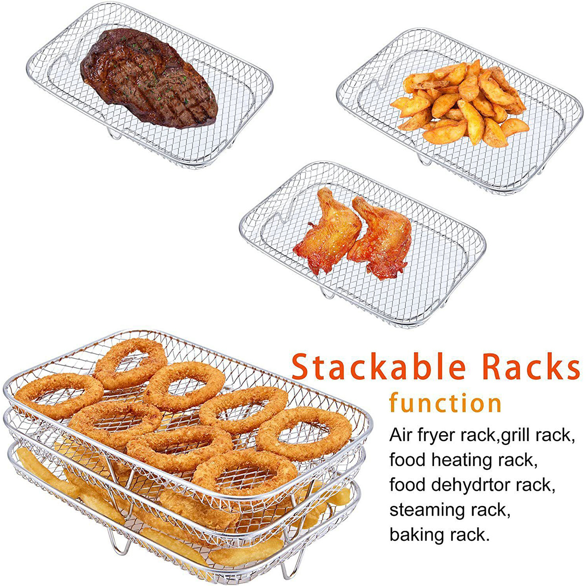 Stackable Air Fryer Racks Rectangle Air Fryer Mesh - Temu