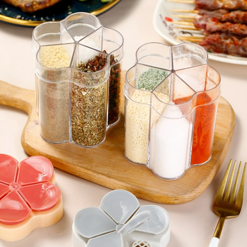 Spice Jar Set Glass Organizer Pepper Shaker Flavor Container