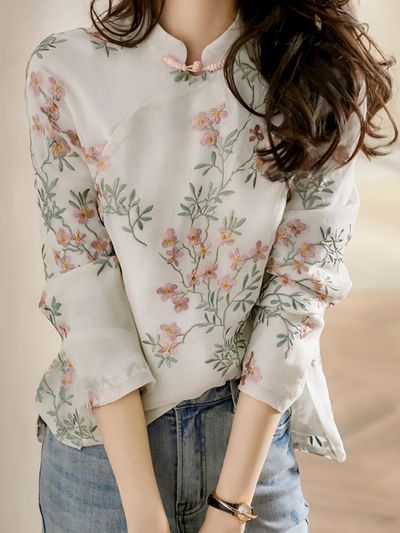 Chinese Style Improved Cheongsam Vintage Plate Buckle Shirt, Women's Blouse, Women's Clothing