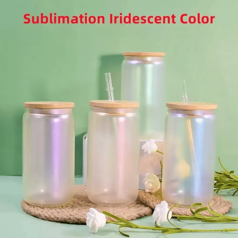 Sublimation Glass Mug Cup With Lid Glass With Straw And - Temu