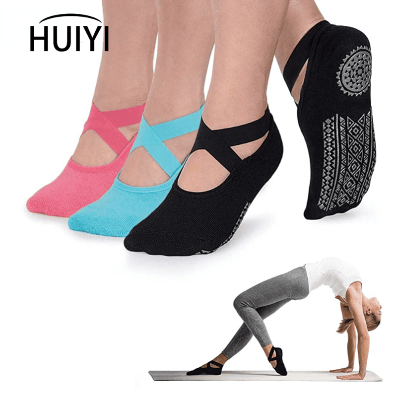 Solid Color Anti Slip Yoga Socks, Barefoot Cross Straps Gripper Socks In Yoga  Pilates Barre Ballet Fitness Workout Gym, Free Shipping For New Users