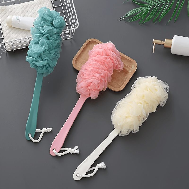 Long Handle Shower Brush with Loofah Sponge for Exfoliating Bath
