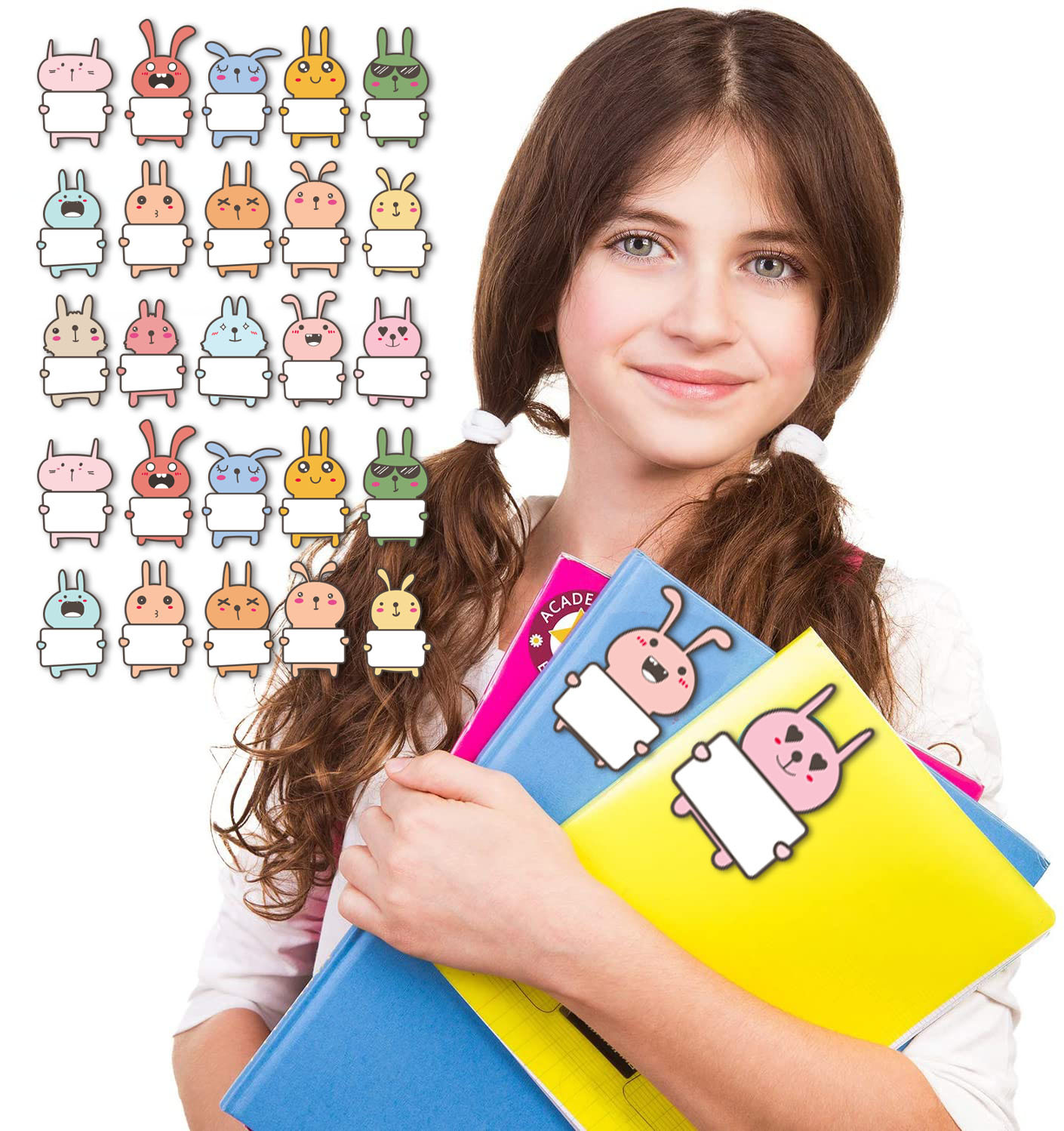 Cute Animal Name Stickers Cute Rabbit Name Tags Stickers Temu