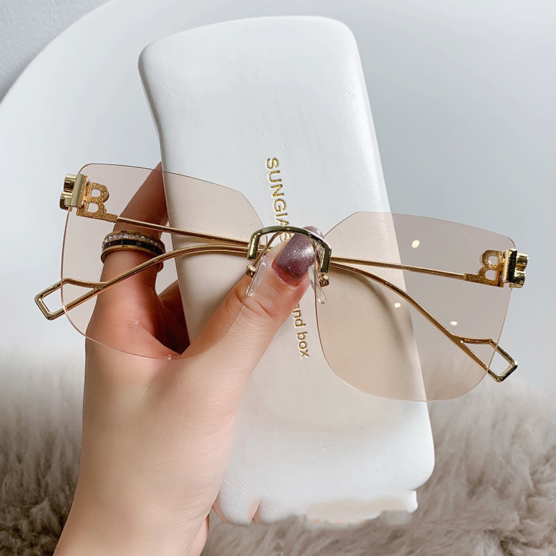 Gold Silver Metal Square Frame Gradient Lens High Quality Women's