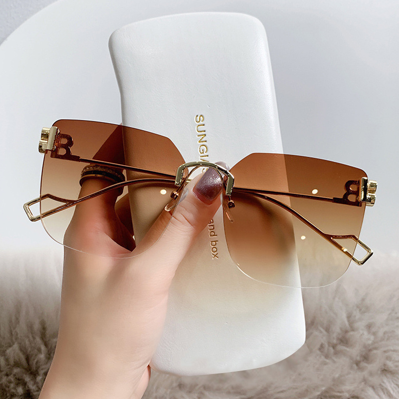 Gold Silver Metal Square Frame Gradient Lens High Quality Women's