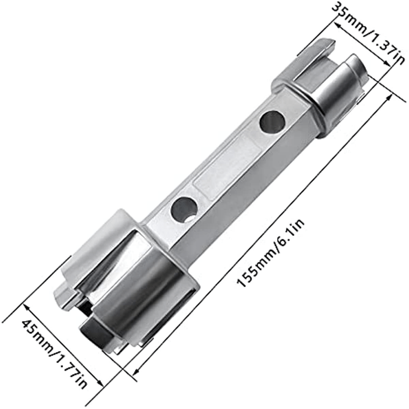 NOBRAND Tub Drain Remover Wrench Tub Drain Wrench Tub Dual Ended Drain Wrench Drain Remover Tool Zinc Alloy Wrench for Bathroom, Silver