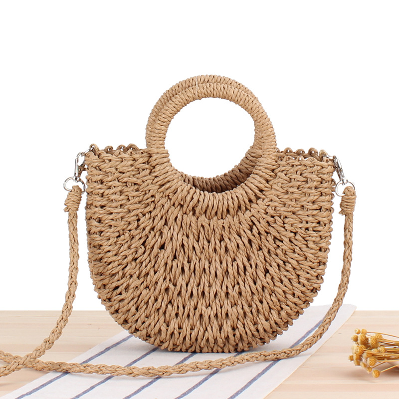 Rattan Woven Straw Beach Handbag Crossbody Bag