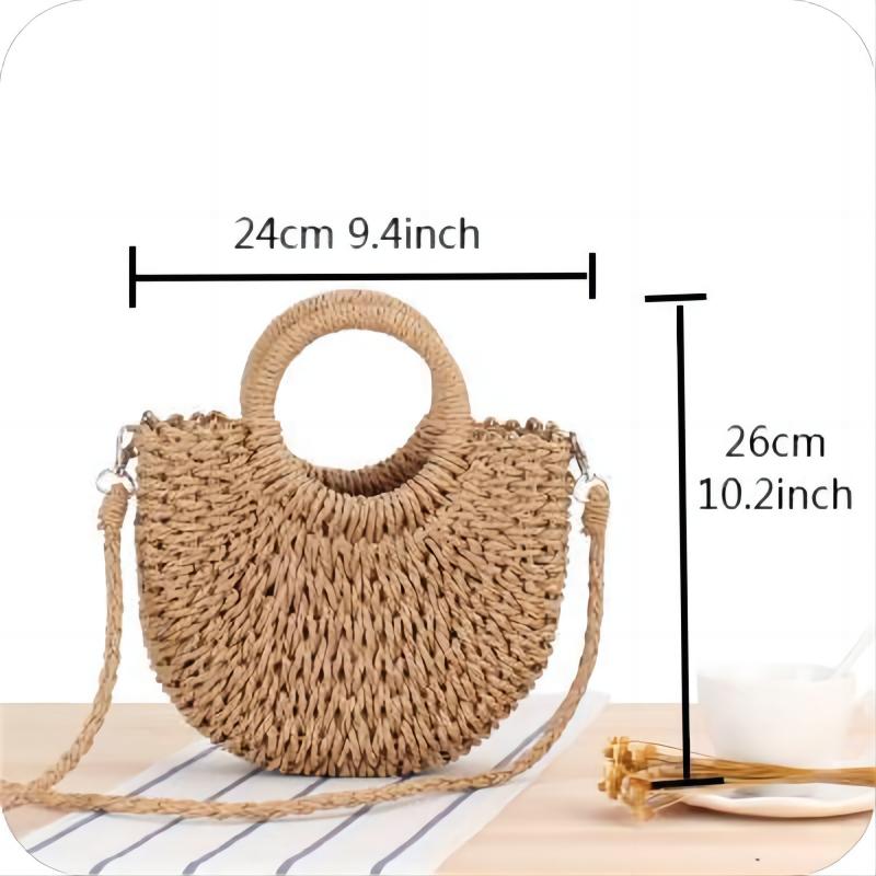 Rattan Woven Straw Beach Handbag Crossbody Bag