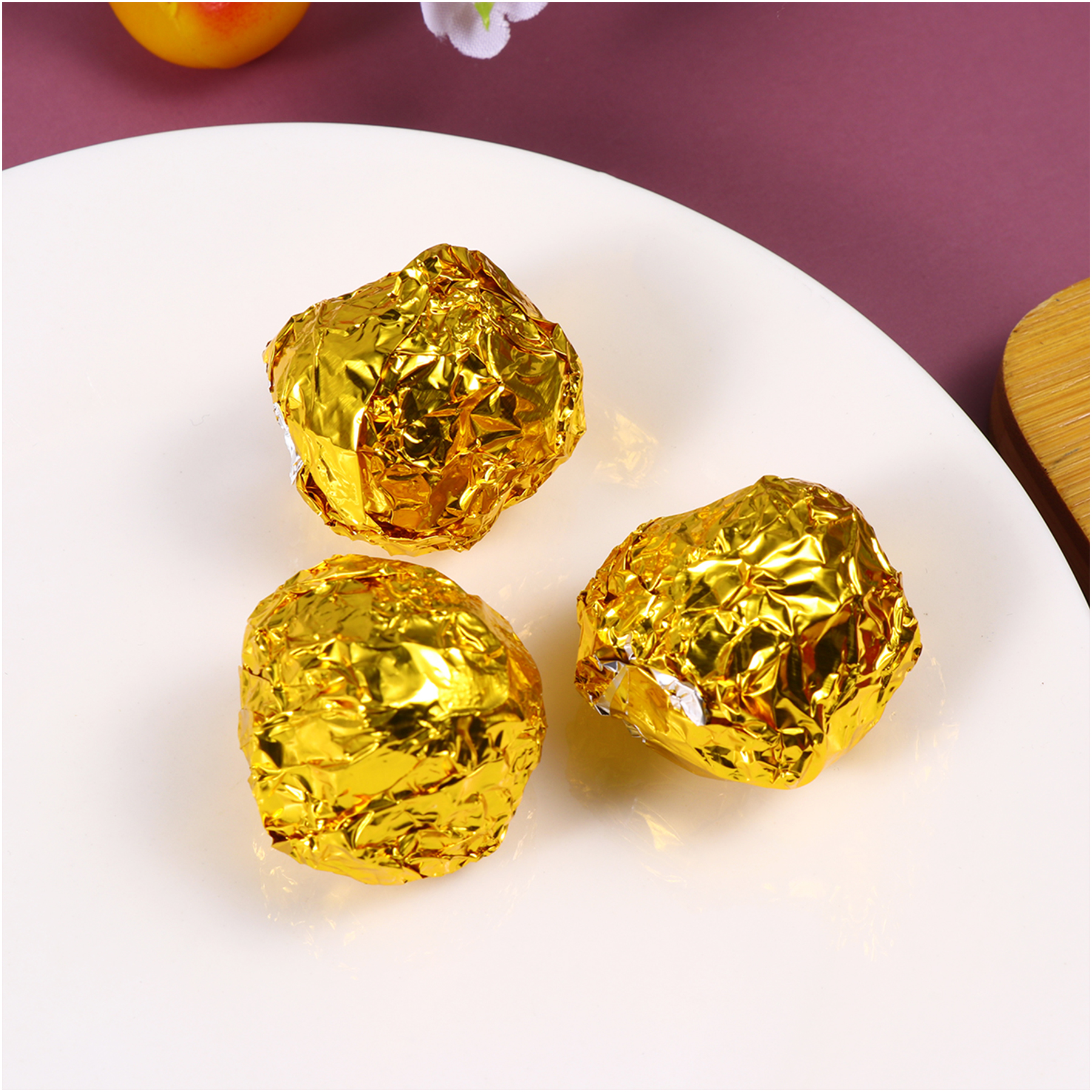 200pcs Square Gold Aluminium Foil Paper Candy Wrappers Chocolate