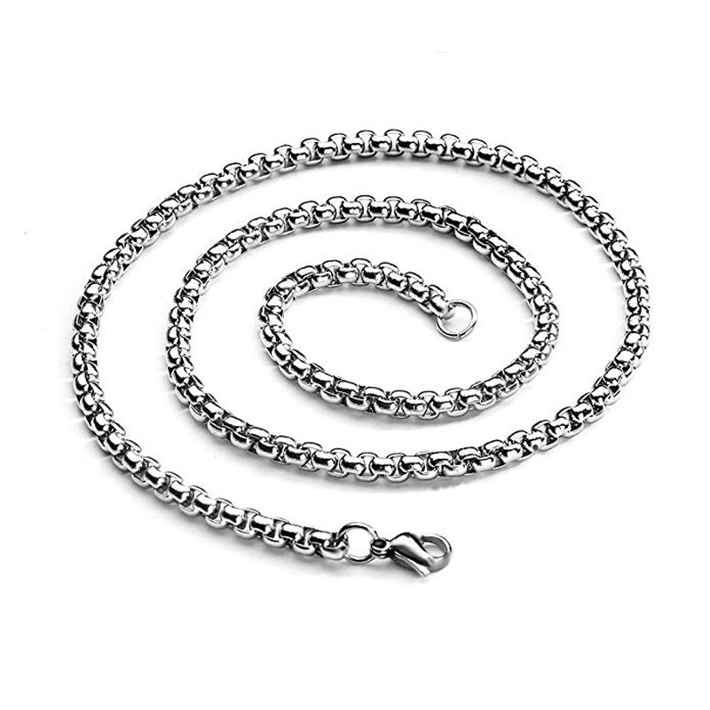 Black Stainless Steel 4mm Box Link Chain Necklace