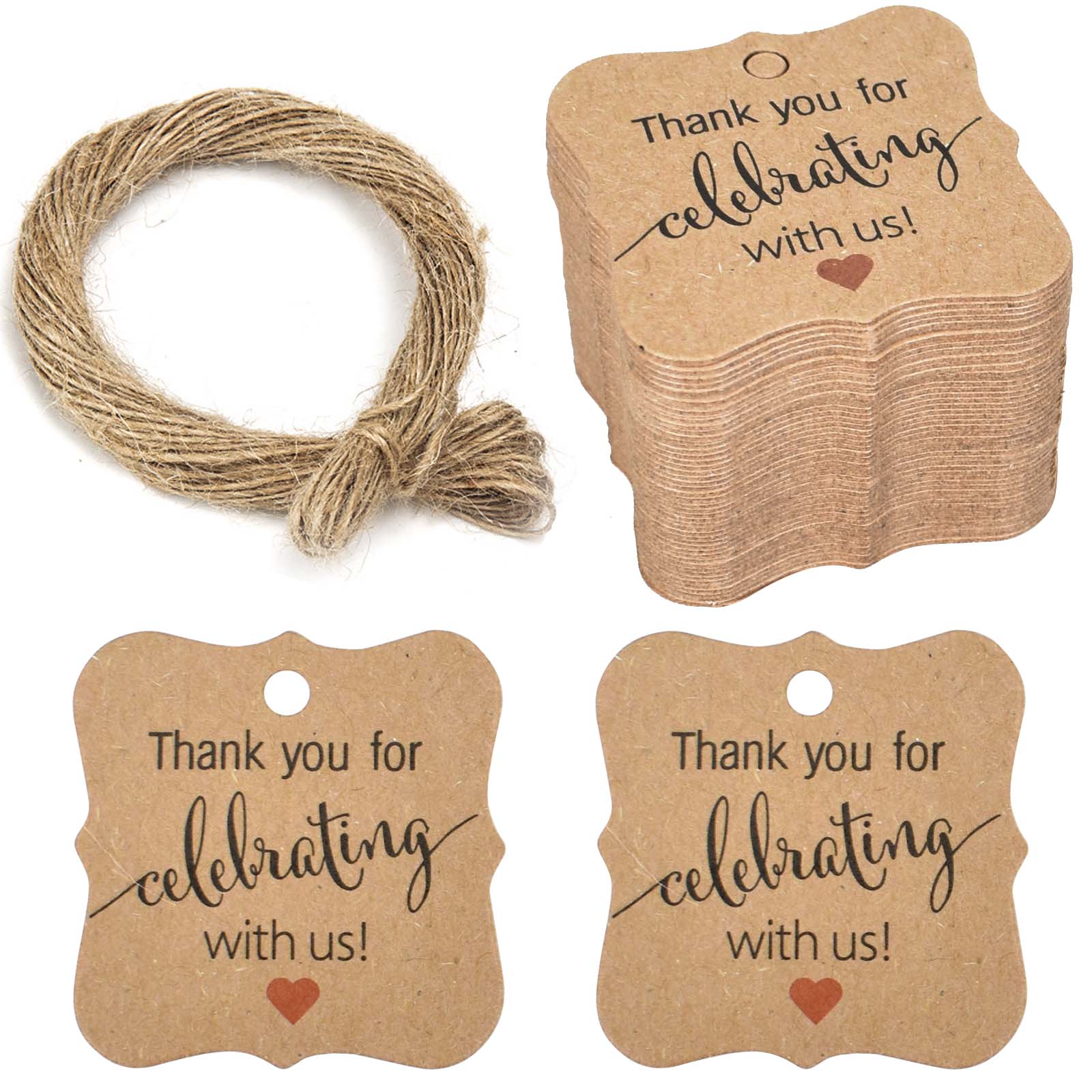 200pcs Kraft Paper Gift Tags With Strings,Wedding Packing Labels Love  Handmade Kraft tags ,Paper Card Price tags,Hang tags