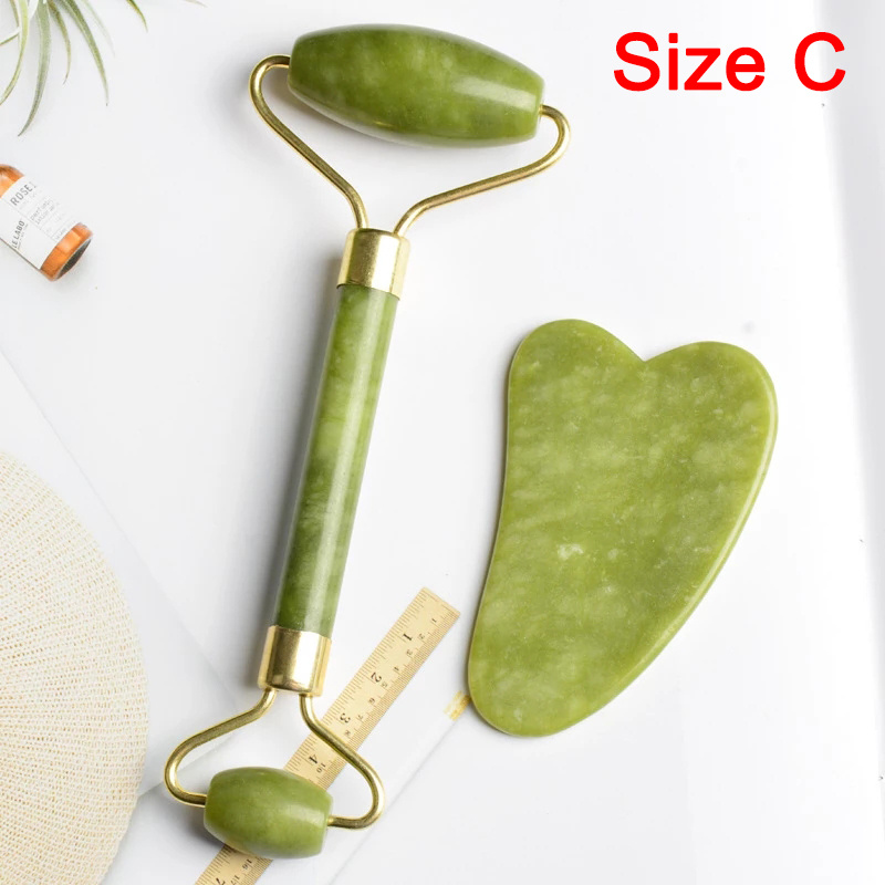 Jade Roller and Gua Sha Skin Scraper Set