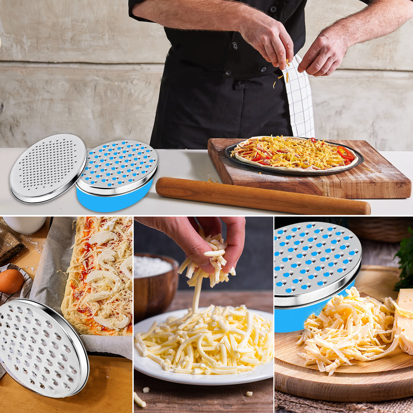 Joined Cheese Grater with Container - Box Grater Cheese Shredder
